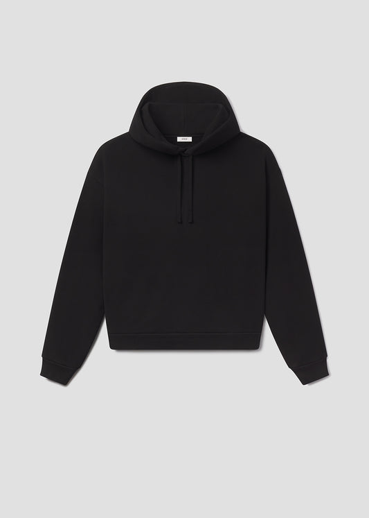 Black hoodie on a light gray background