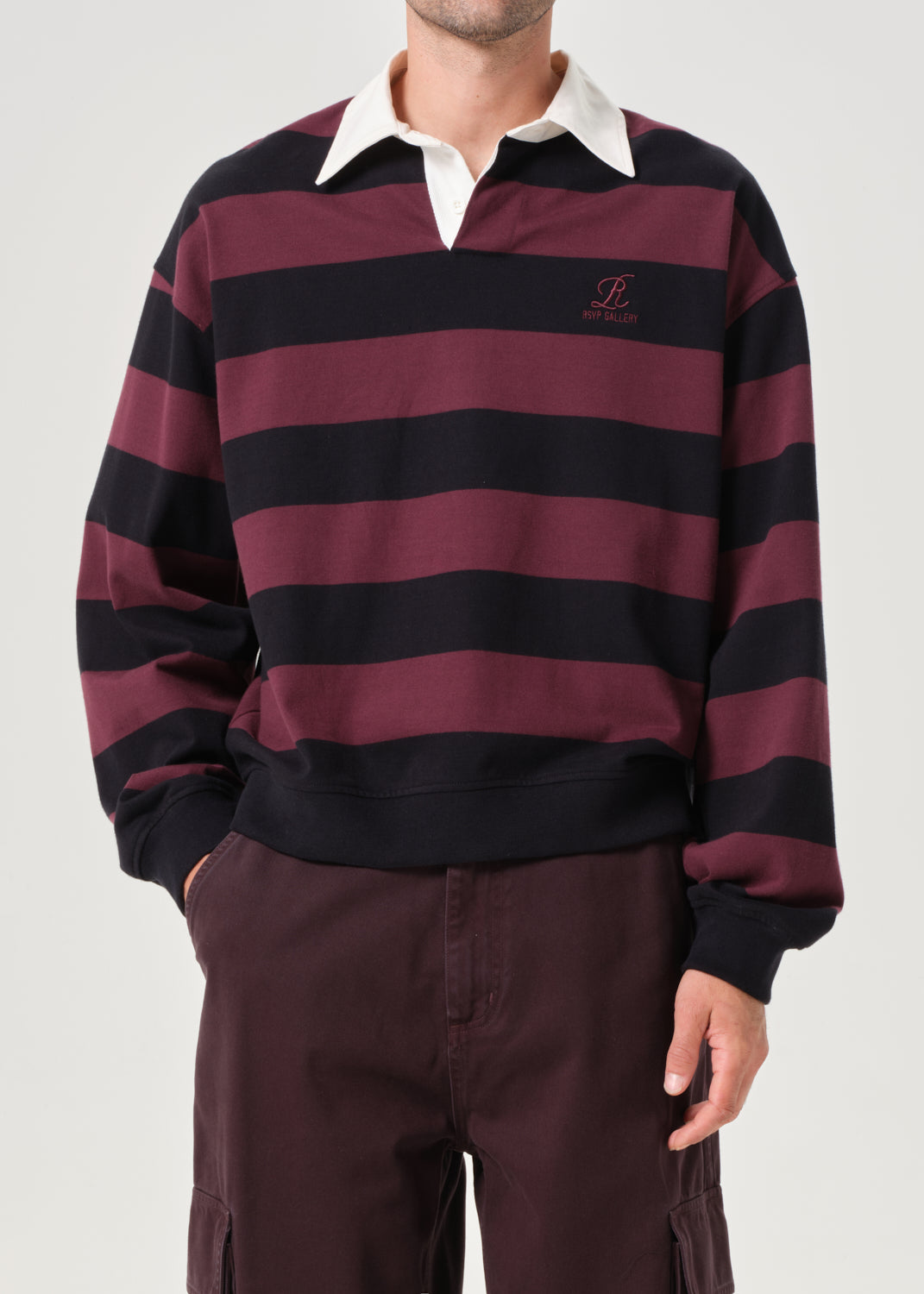 AGOLDE / RSVP Rugby in Black / Burgundy