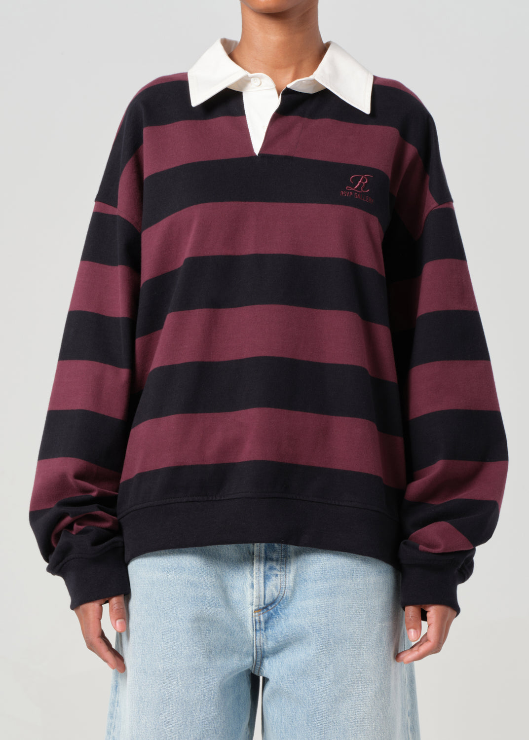 AGOLDE / RSVP Rugby in Black / Burgundy