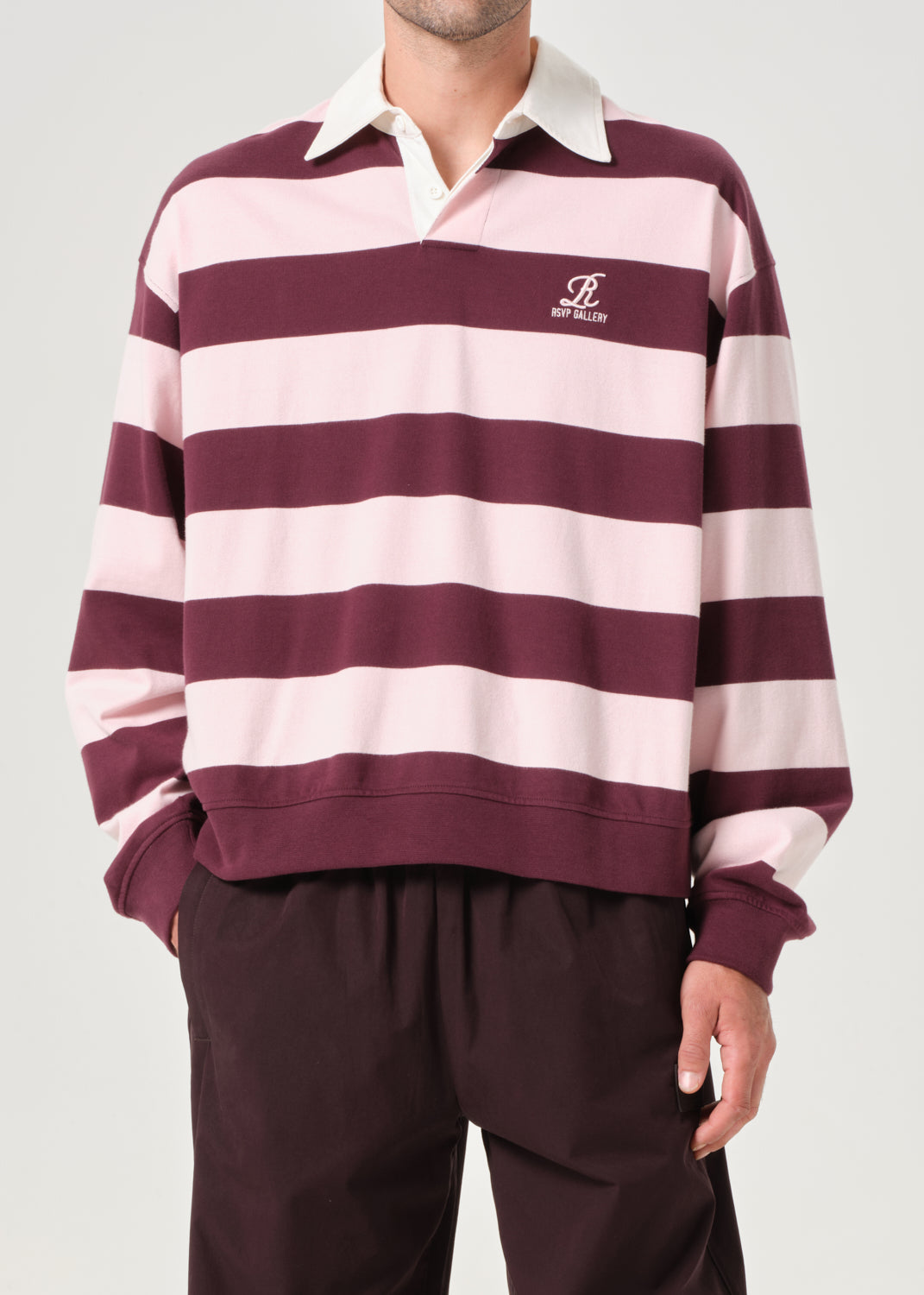 AGOLDE / RSVP Rugby in Pink / Burgundy