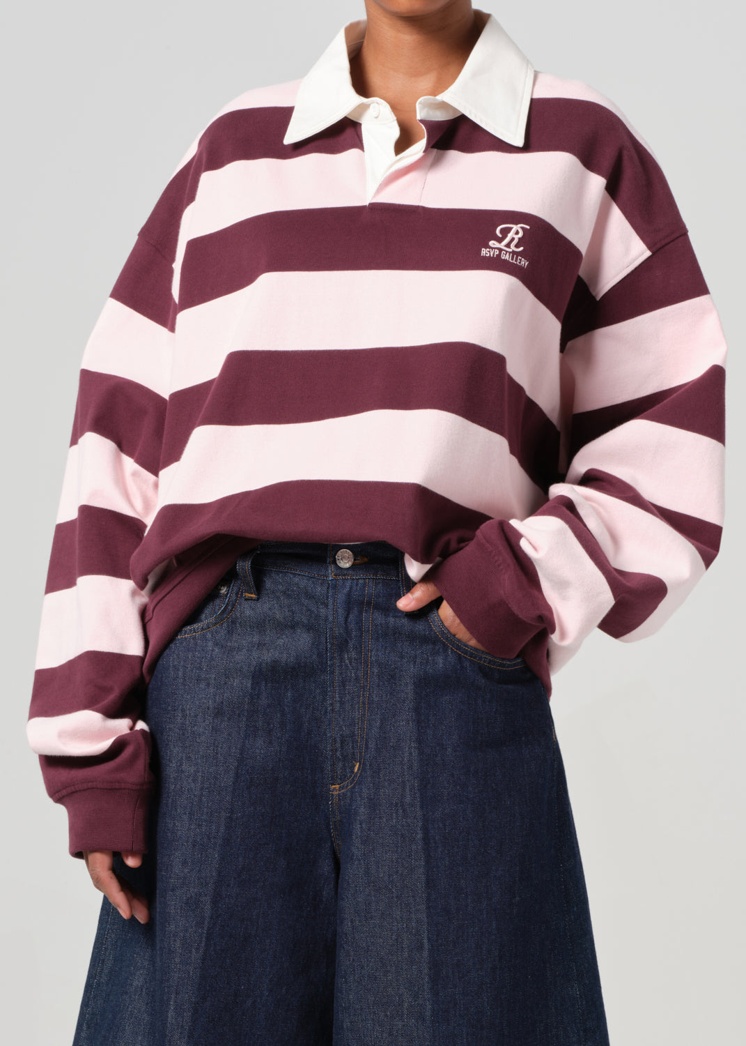 AGOLDE / RSVP Rugby in Pink / Burgundy