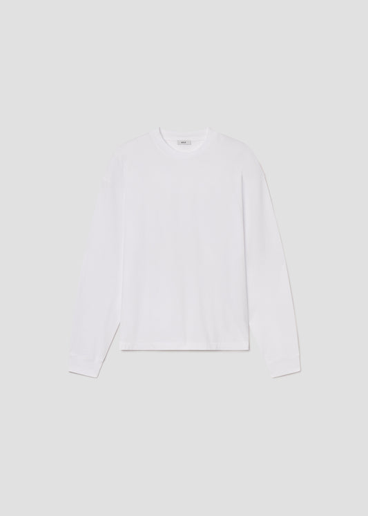 White long-sleeve shirt on a grey background