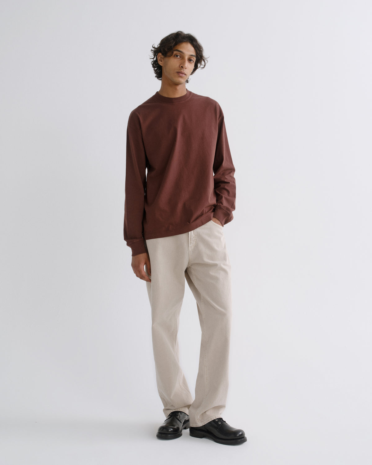 Asha Long Sleeve Mock Neck Tee in Bitter Root