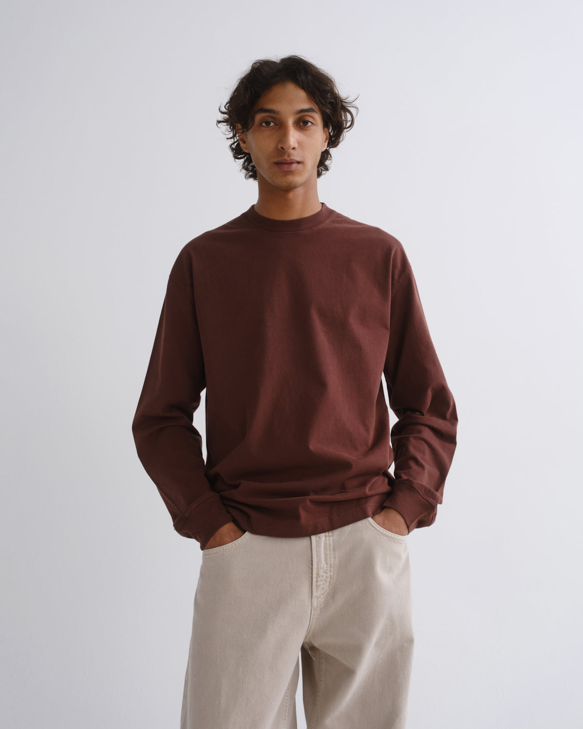 Asha Long Sleeve Mock Neck Tee in Bitter Root