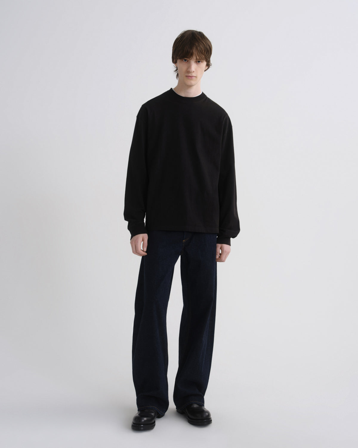 Asha Long Sleeve Mock Neck Tee in Black