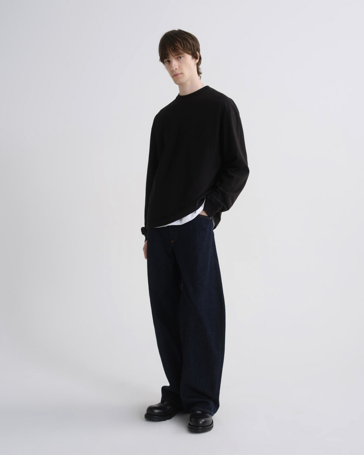 Asha Long Sleeve Mock Neck Tee in Black