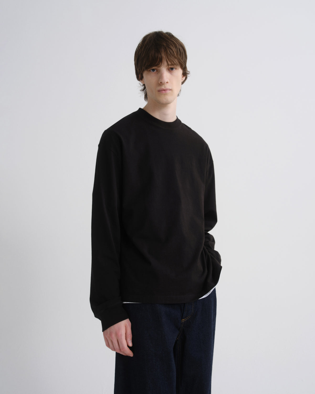 Asha Long Sleeve Mock Neck Tee in Black