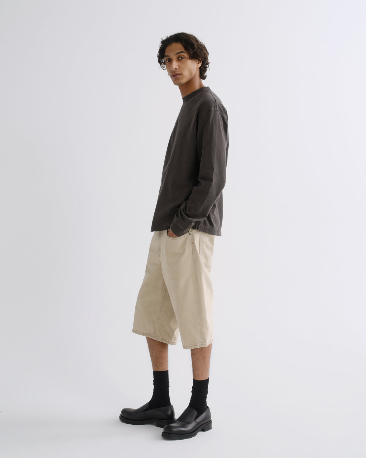 Asha Long Sleeve Mock Neck Tee in Cave