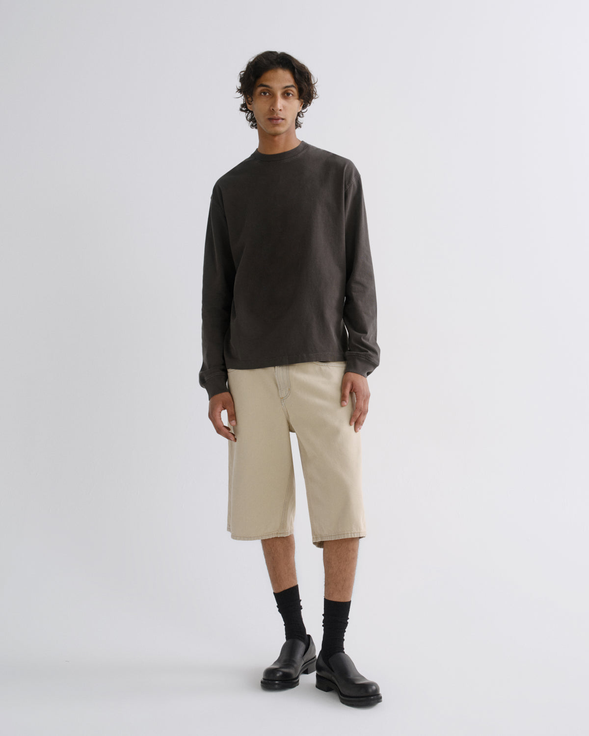 Asha Long Sleeve Mock Neck Tee in Cave