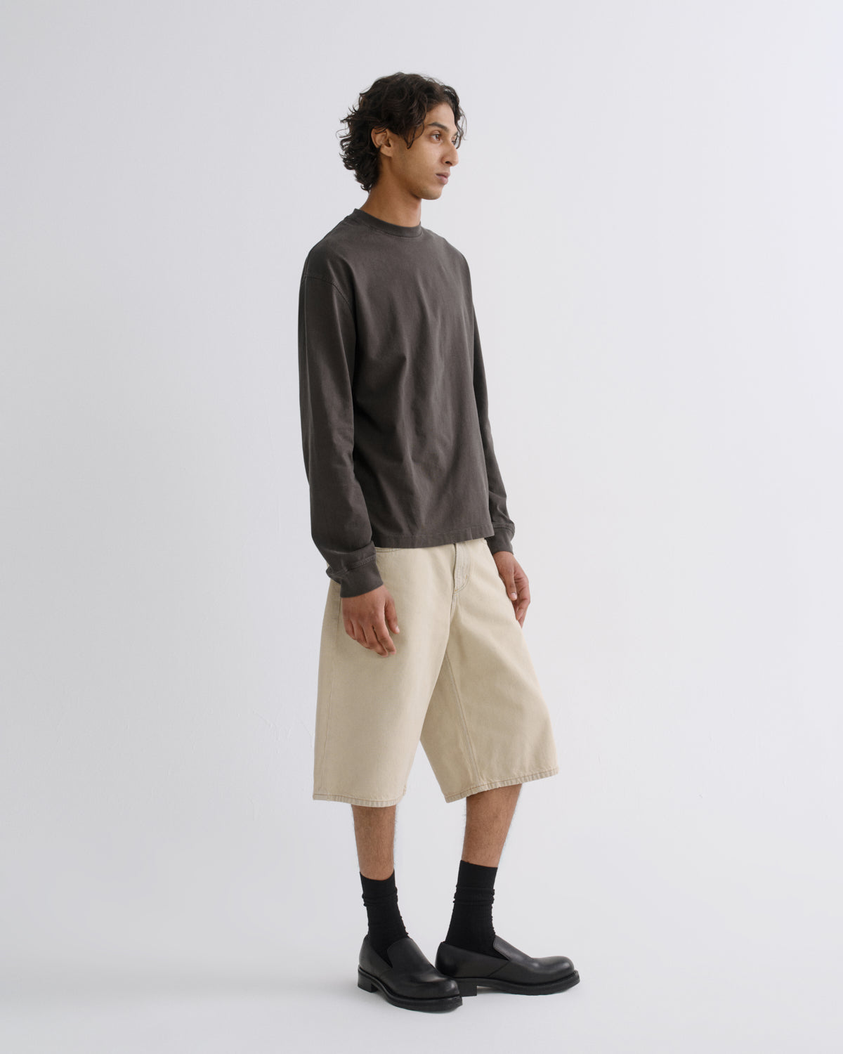 Asha Long Sleeve Mock Neck Tee in Cave