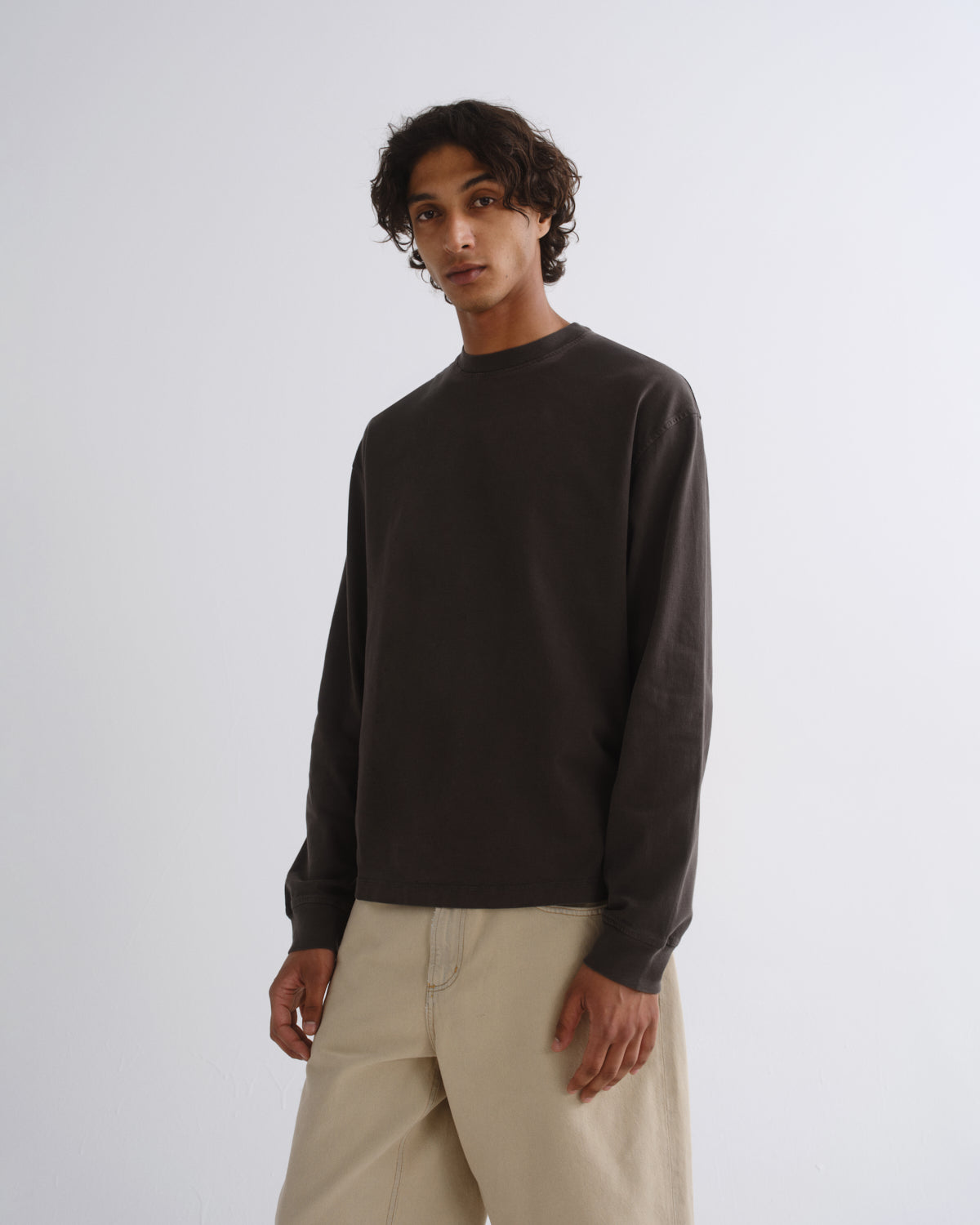 Asha Long Sleeve Mock Neck Tee in Cave