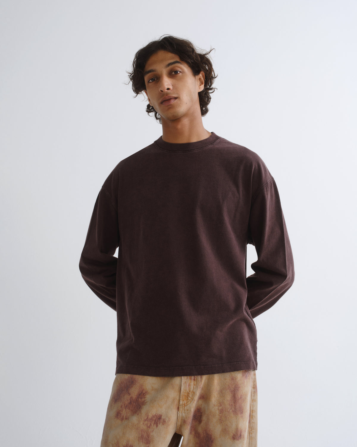 Asha Long Sleeve Mock Neck Tee in Mocha