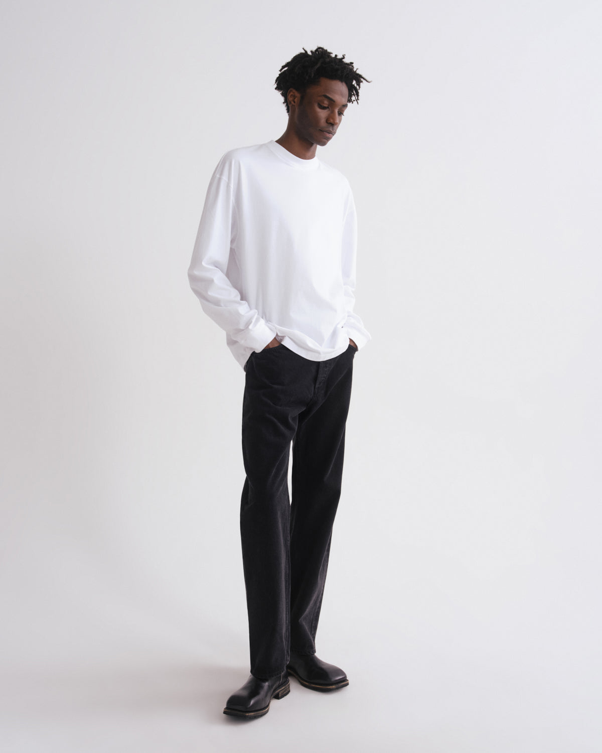Asha Long Sleeve Mock Neck Tee in White