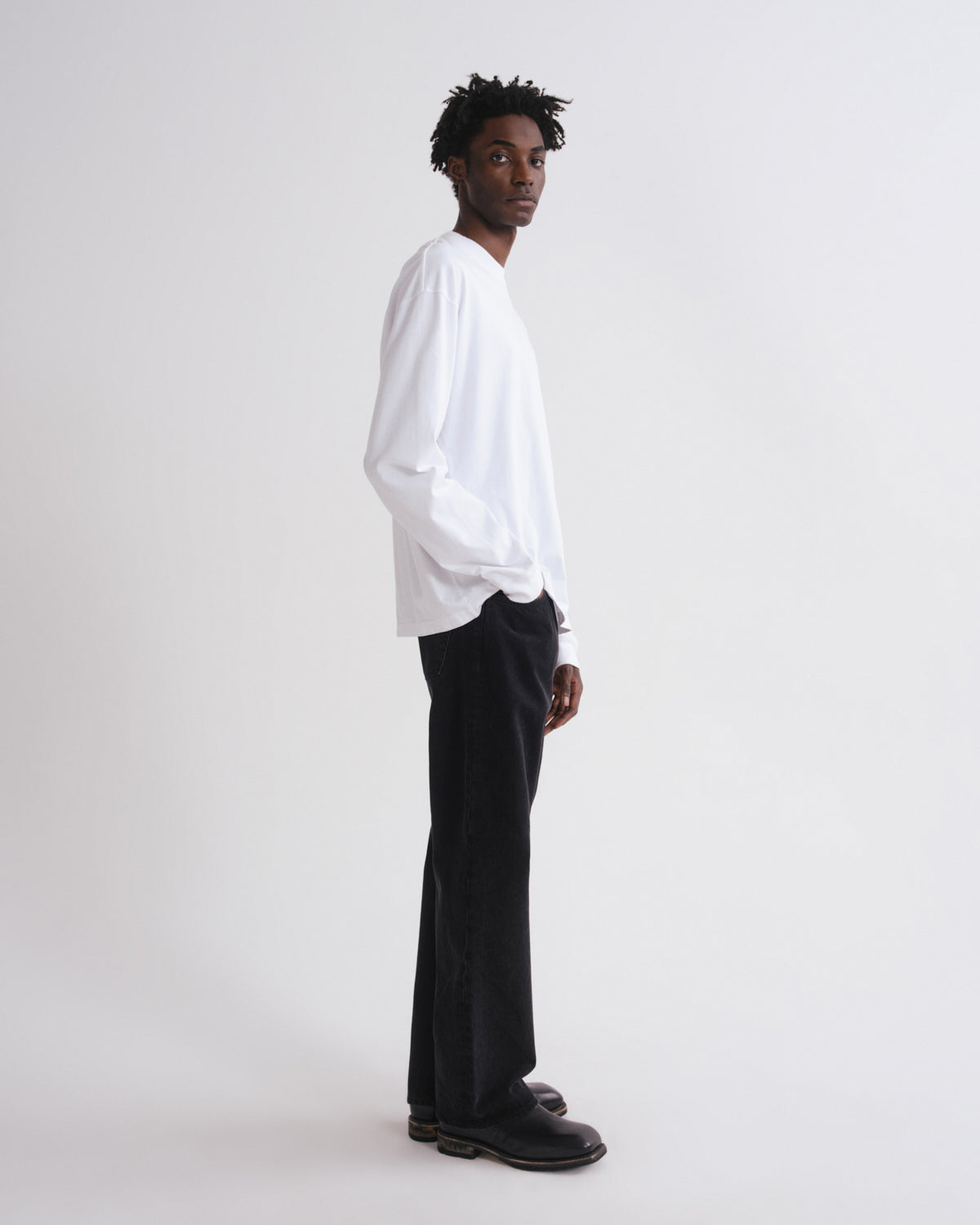Asha Long Sleeve Mock Neck Tee in White