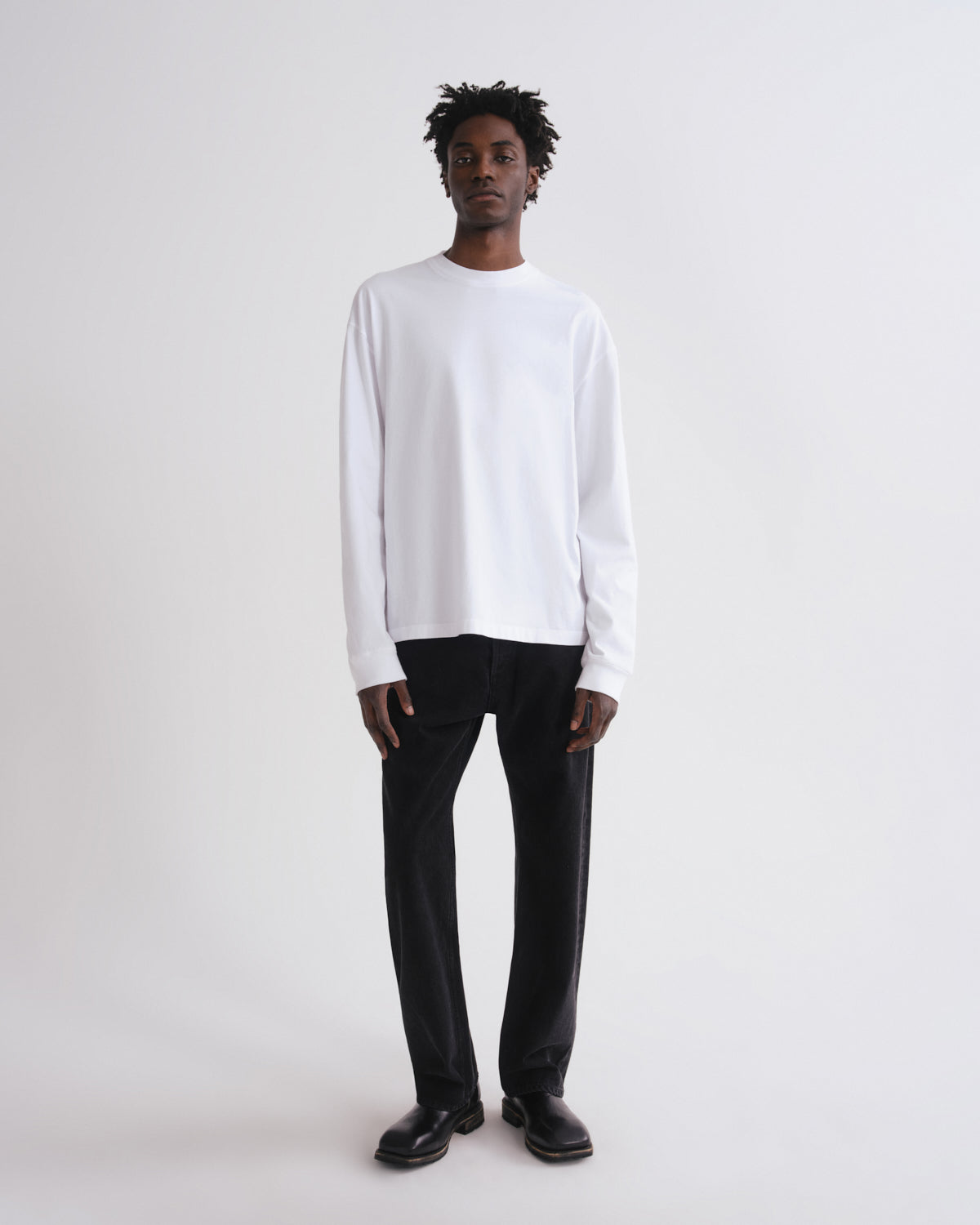 Asha Long Sleeve Mock Neck Tee in White