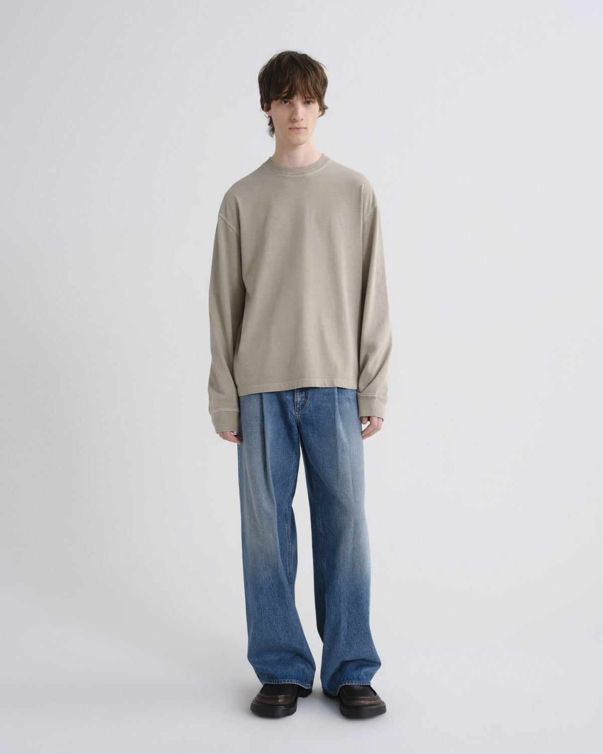 Asha Long Sleeve Mock Neck Tee in Wicker