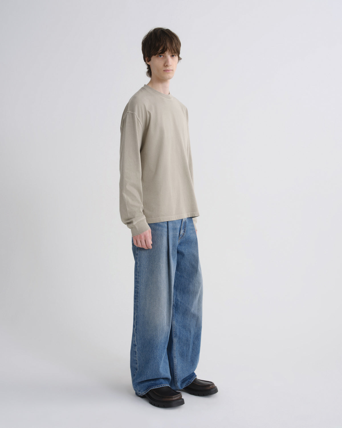 Asha Long Sleeve Mock Neck Tee in Wicker