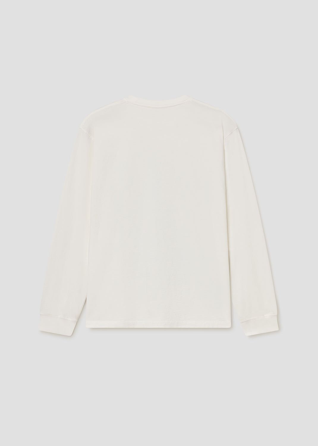 White long-sleeve shirt on a light gray background