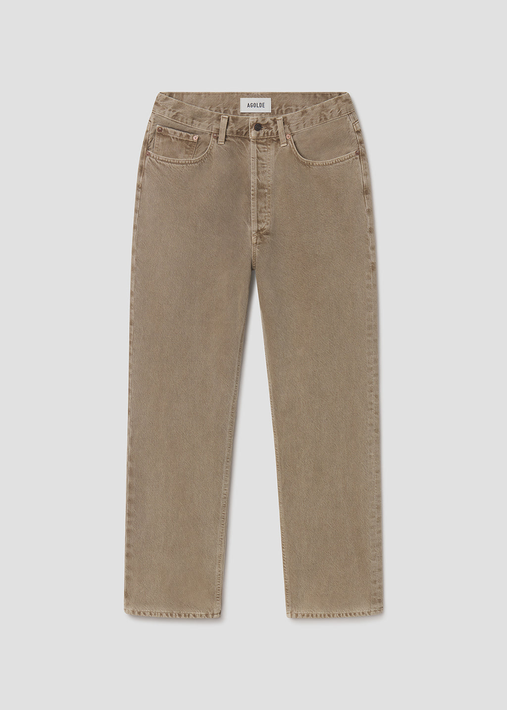 Brown jeans on a light gray background