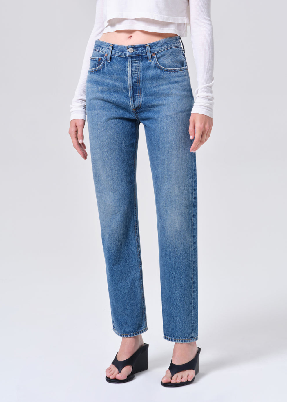 90S Pinch Waist High Rise Straight in Circulate – AGOLDE