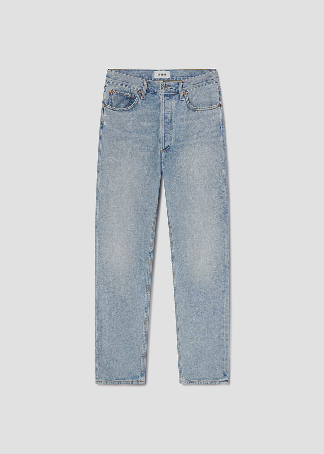 Light blue jeans on a white background