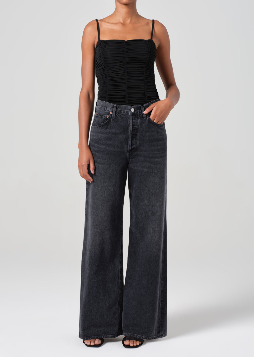Dame High Rise Wide Leg No Cuff in Hitch front
