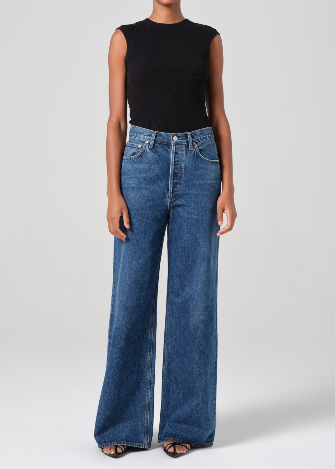 Dame High Rise Wide Leg No Cuff in Enamour front