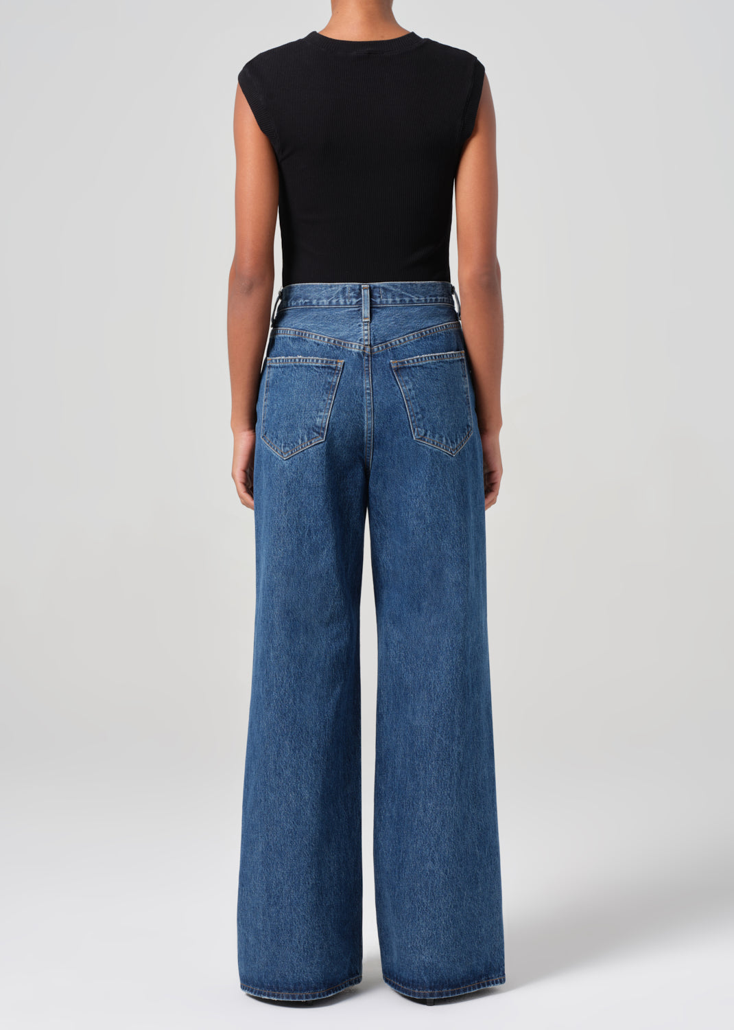 Dame High Rise Wide Leg No Cuff in Enamour back
