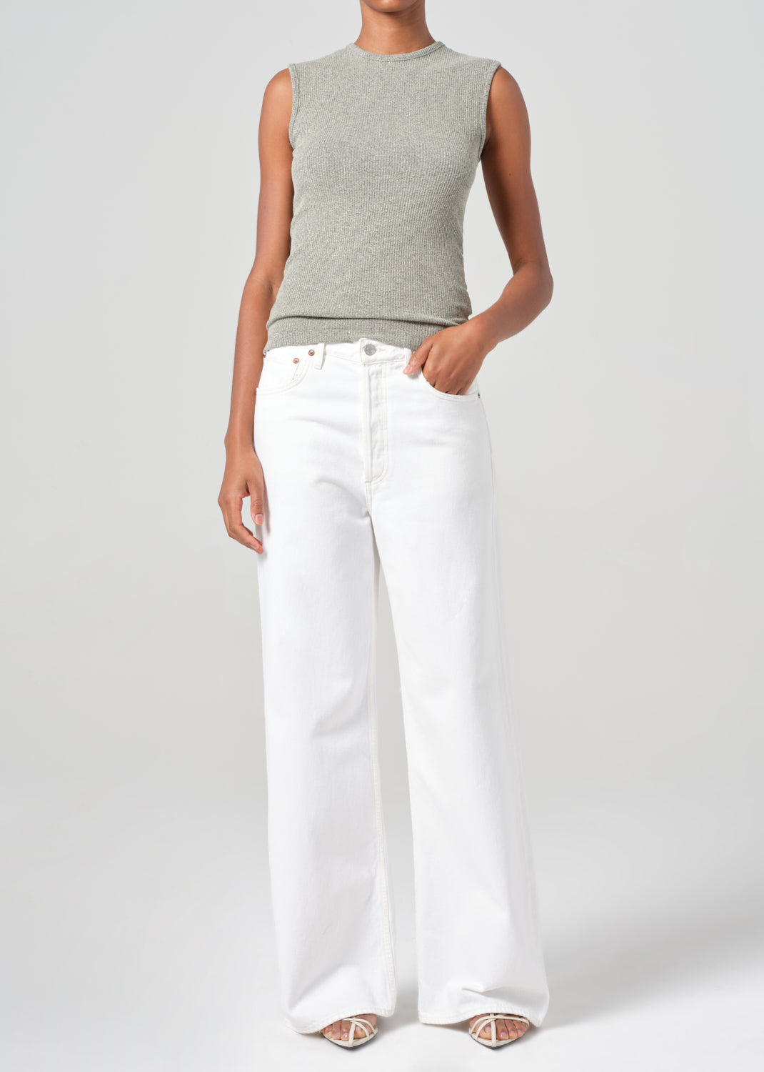 Dame High Rise Wide Leg No Cuff in Milkshake front