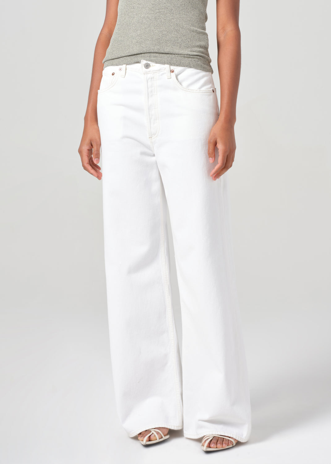 Dame High Rise Wide Leg No Cuff in Milkshake close up