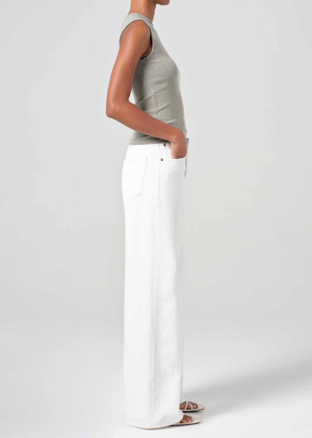 Dame High Rise Wide Leg No Cuff in Milkshake side