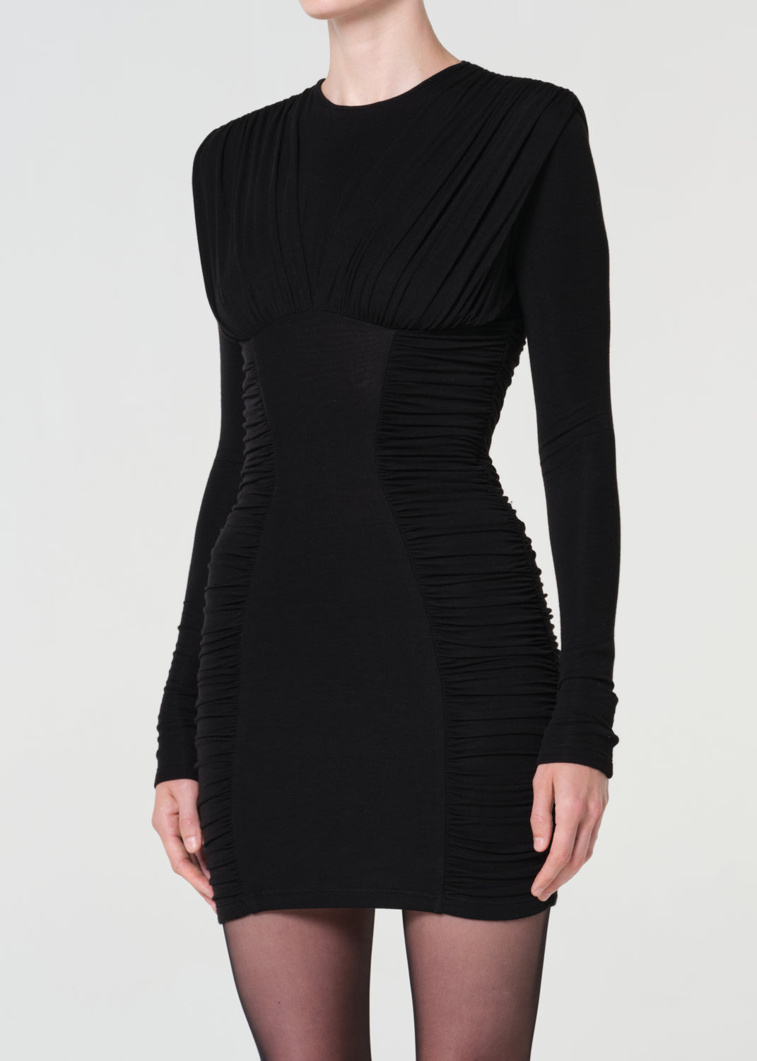 Black dress with long sleeves on a white background