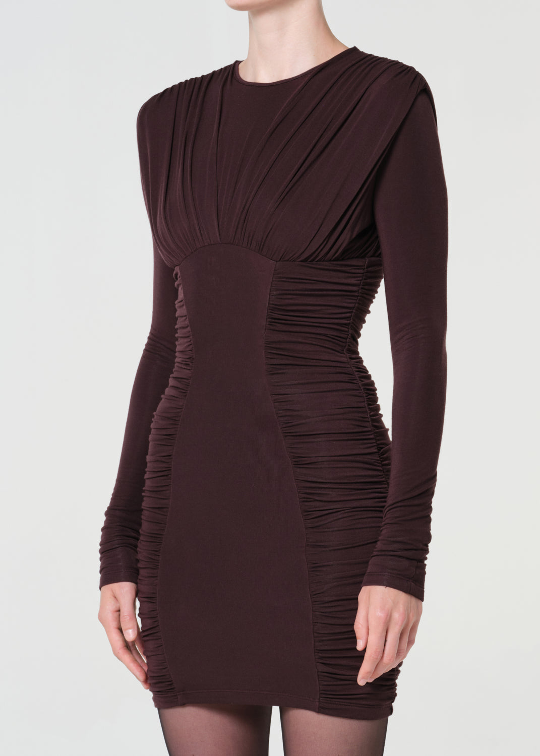 Brown dress with long sleeves on a white background