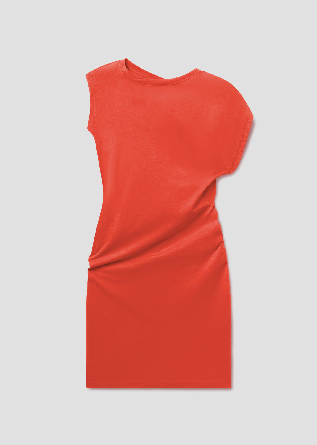 Red sleeveless dress on a light gray background