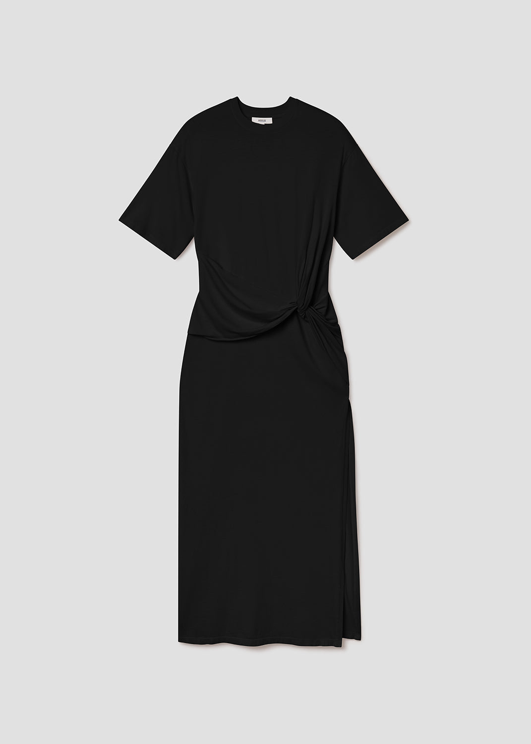 Black dress on a light gray background