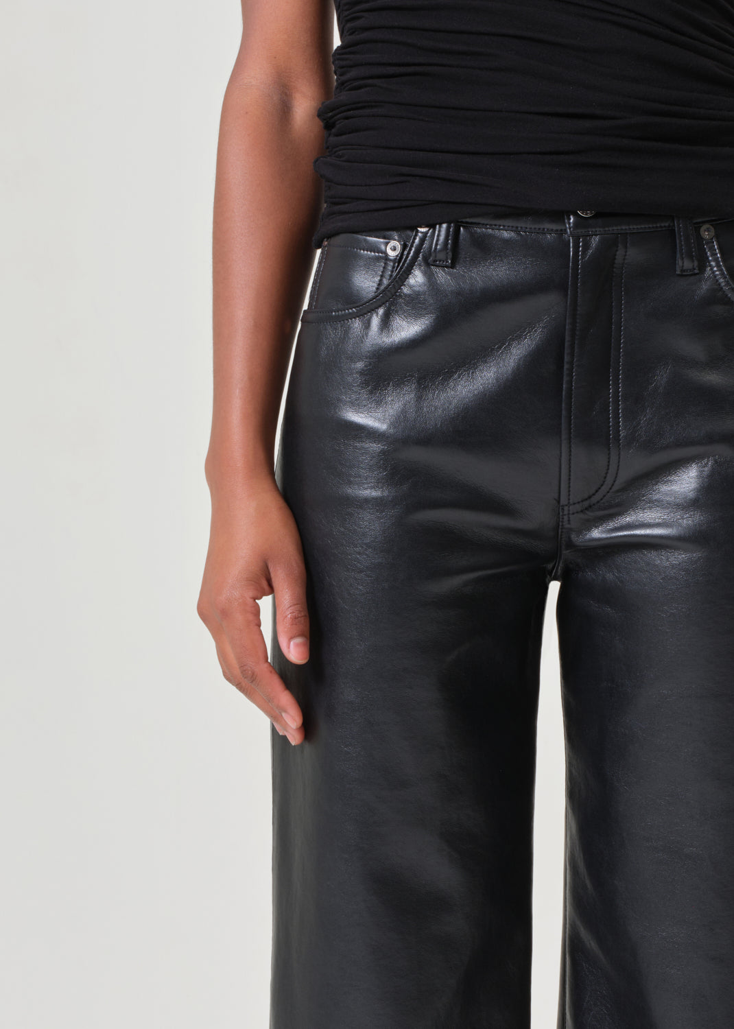 Ren High Rise Wide Leg Recycled Leather in Detox