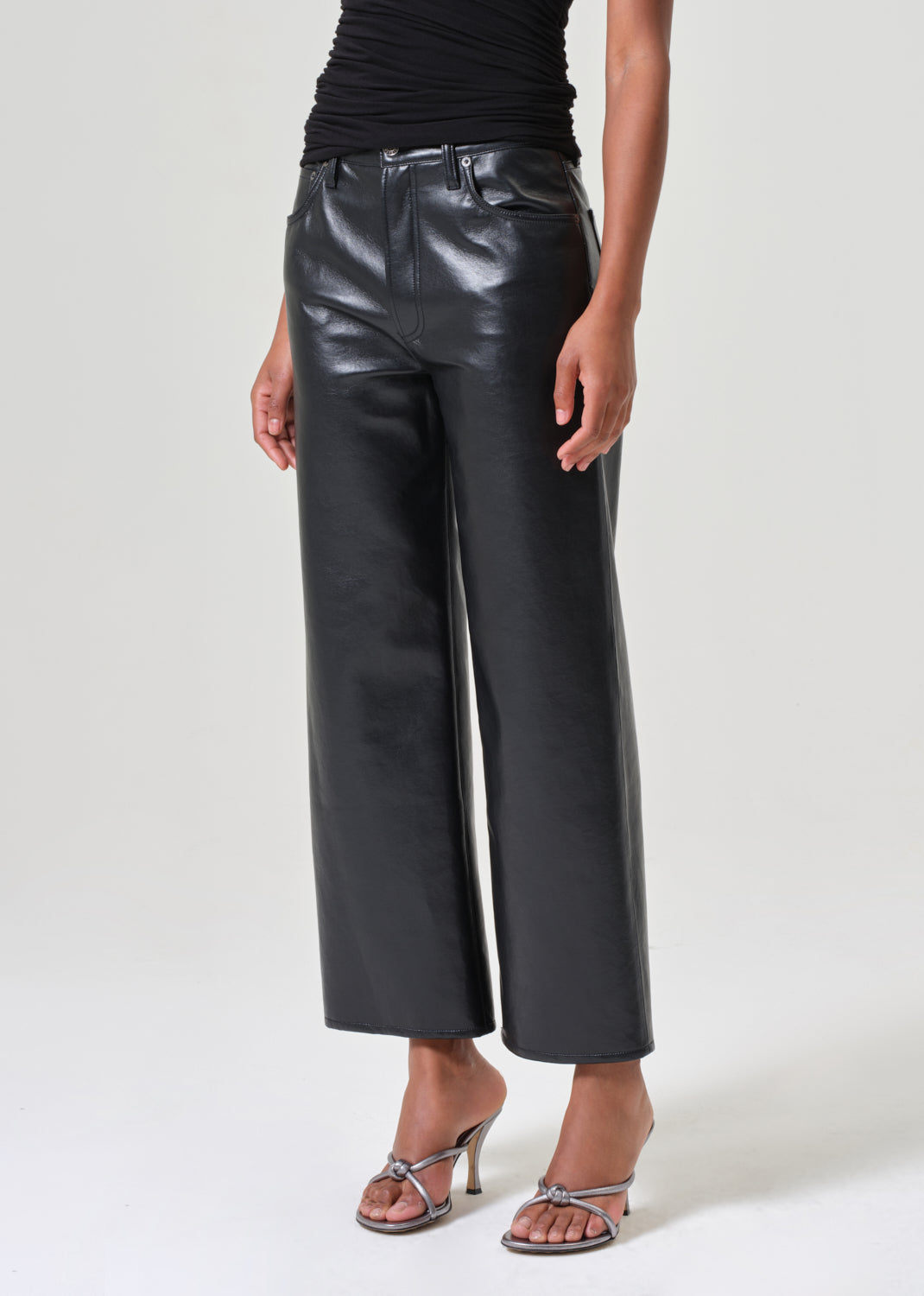 Ren High Rise Wide Leg Recycled Leather in Detox