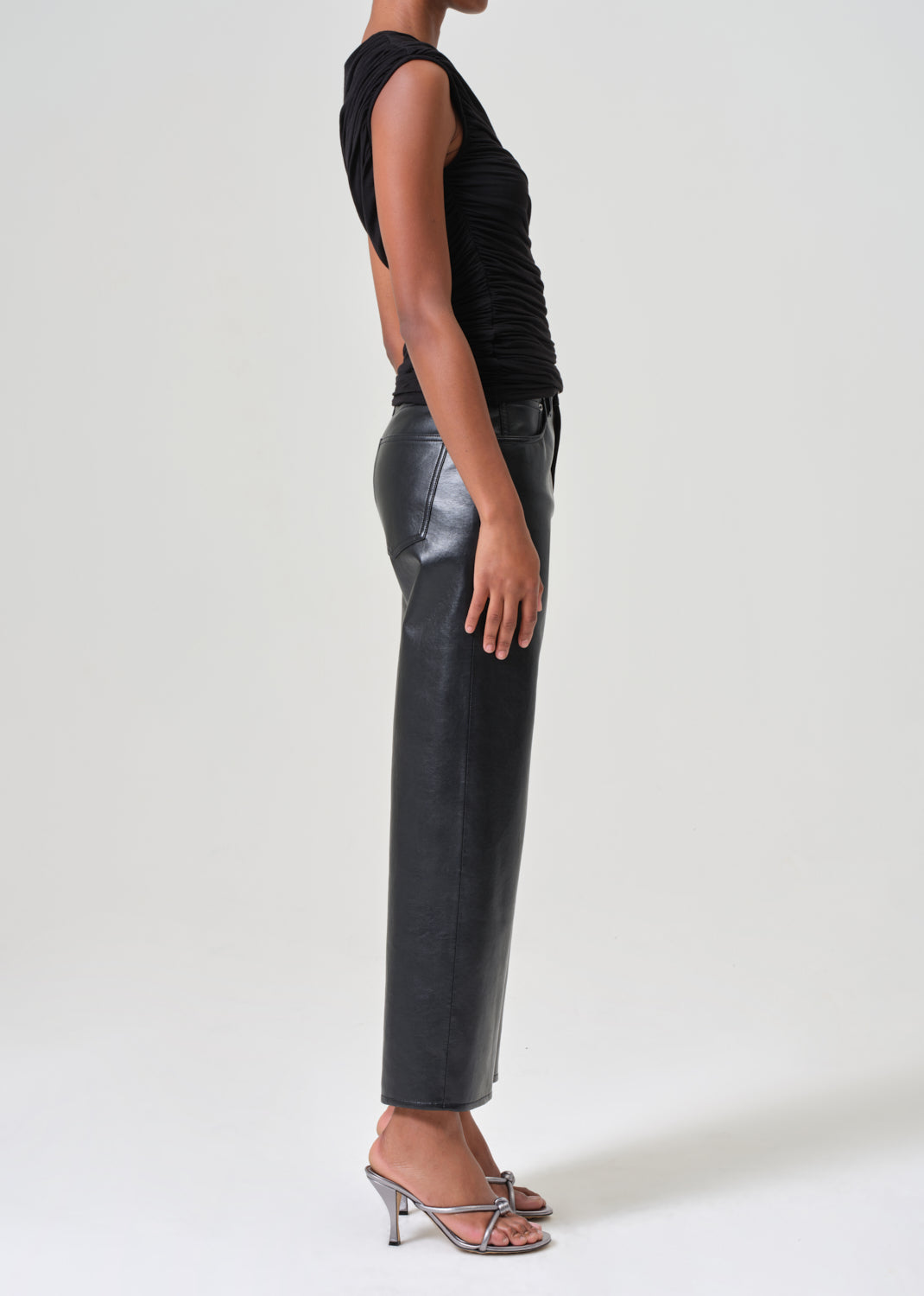 Ren High Rise Wide Leg Recycled Leather in Detox