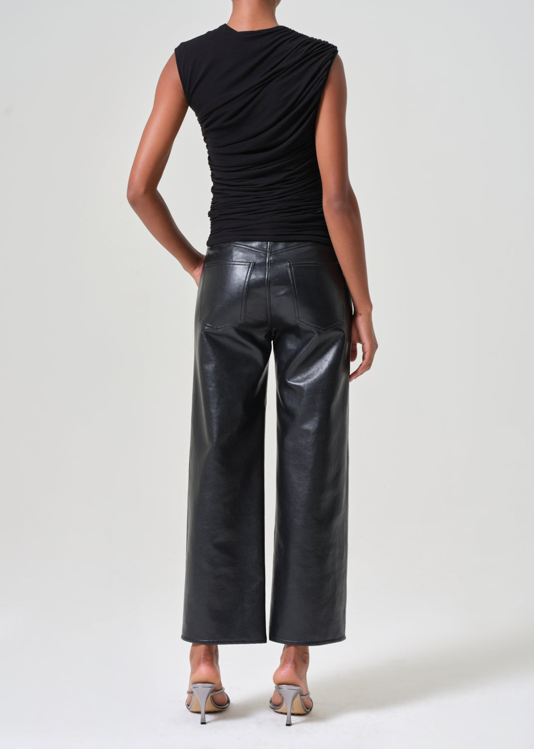 Ren High Rise Wide Leg Recycled Leather in Detox