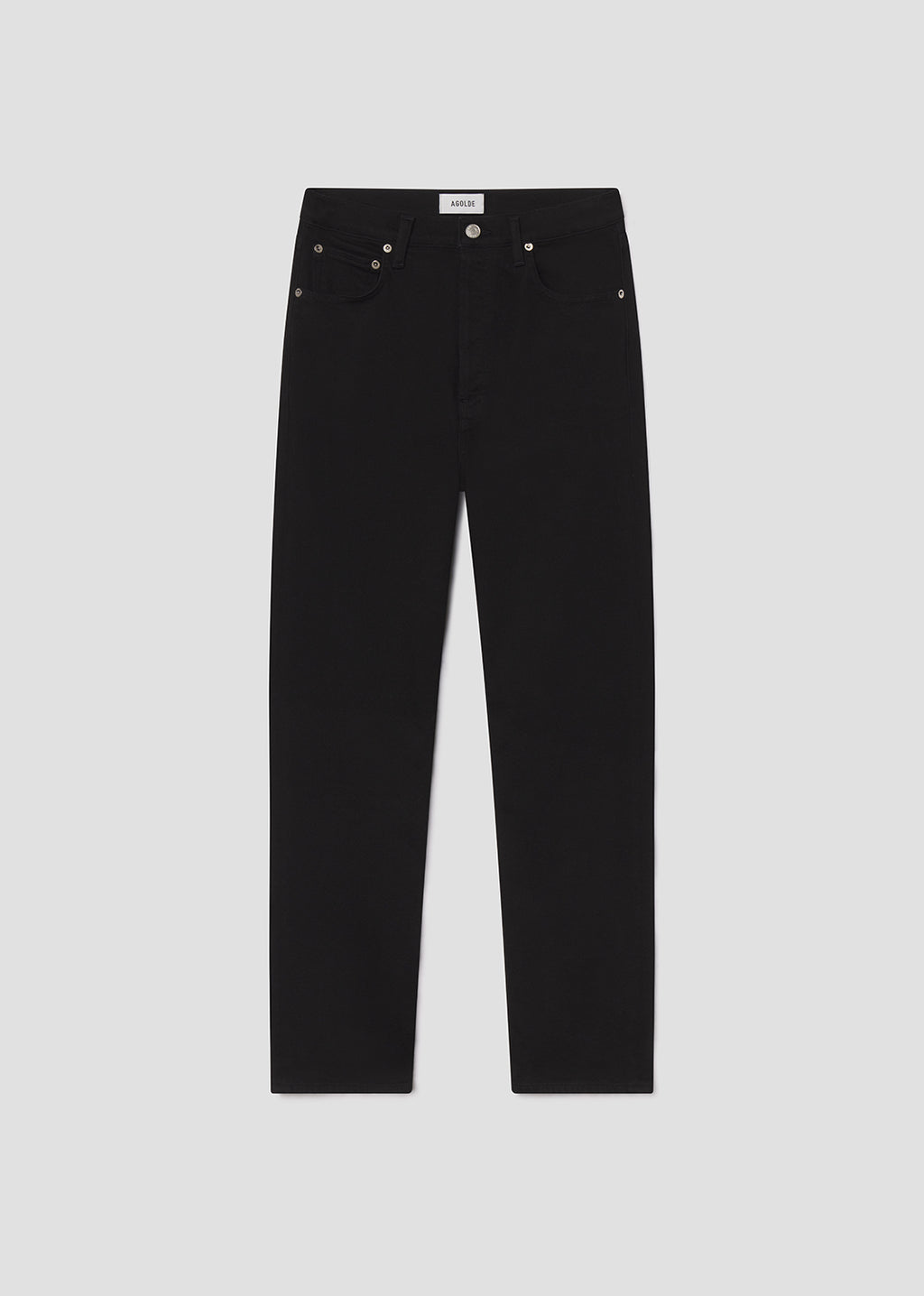 Black jeans on a light gray background