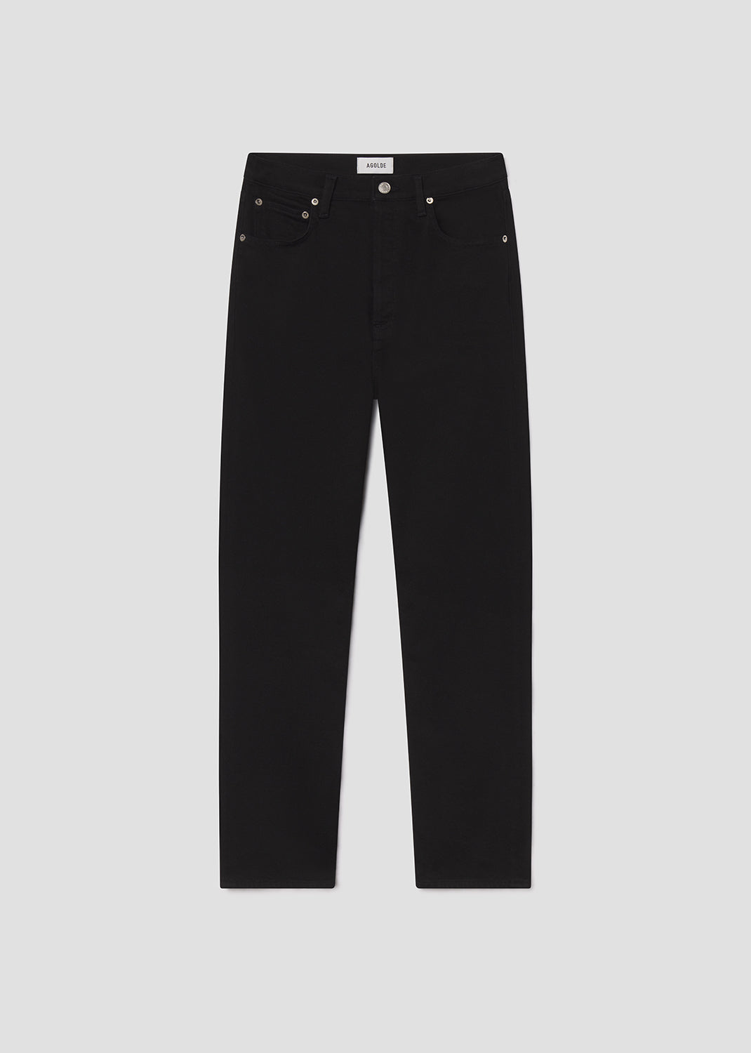 Black jeans on a light gray background