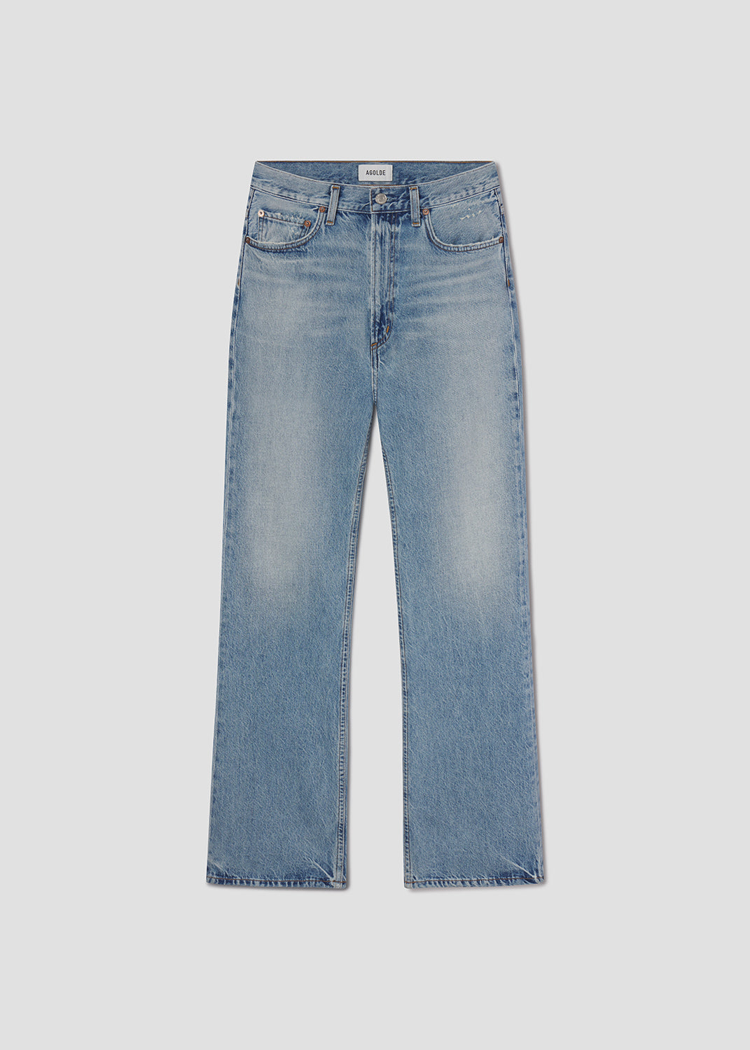 Light blue jeans on a white background