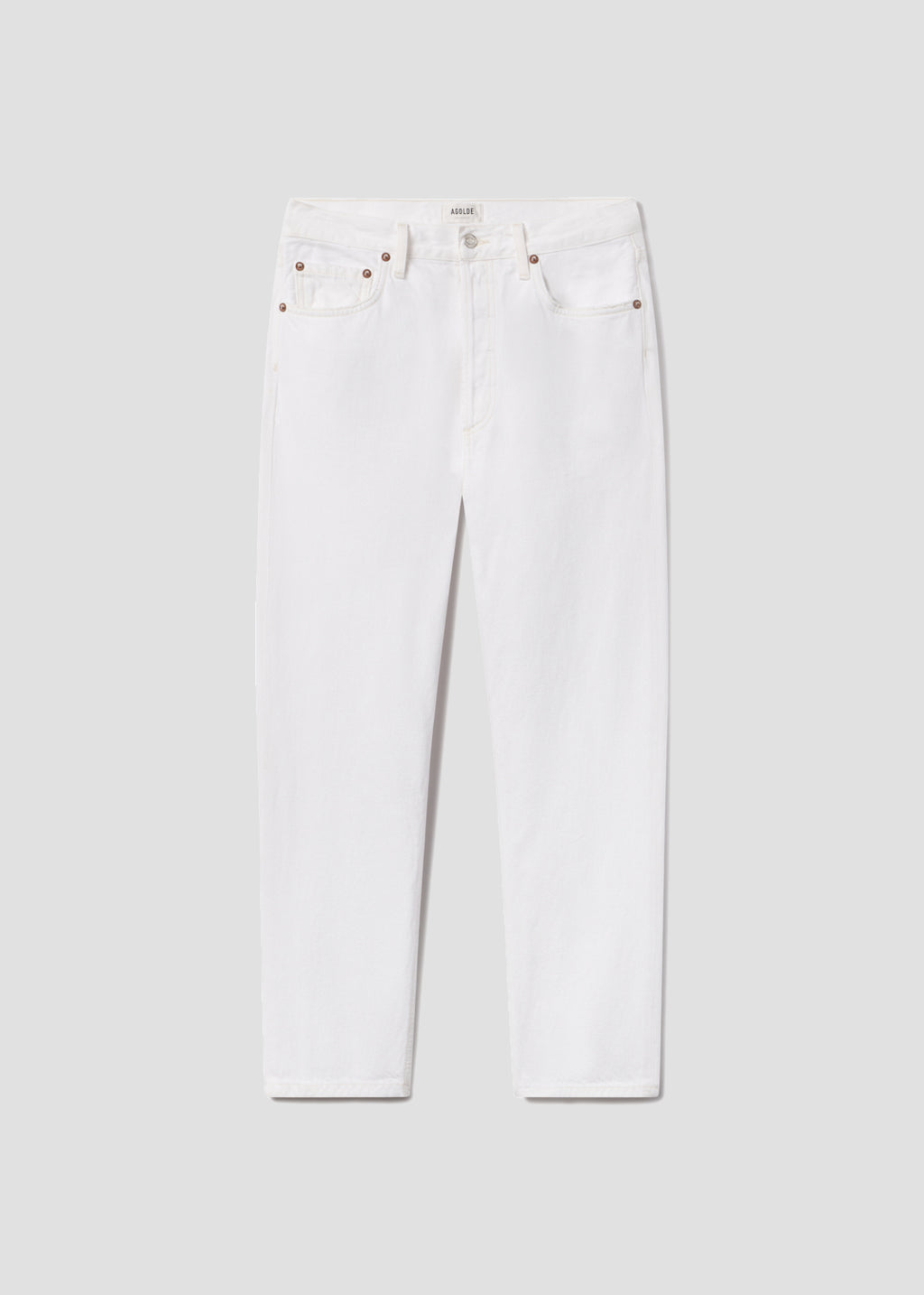 White pants on a light gray background