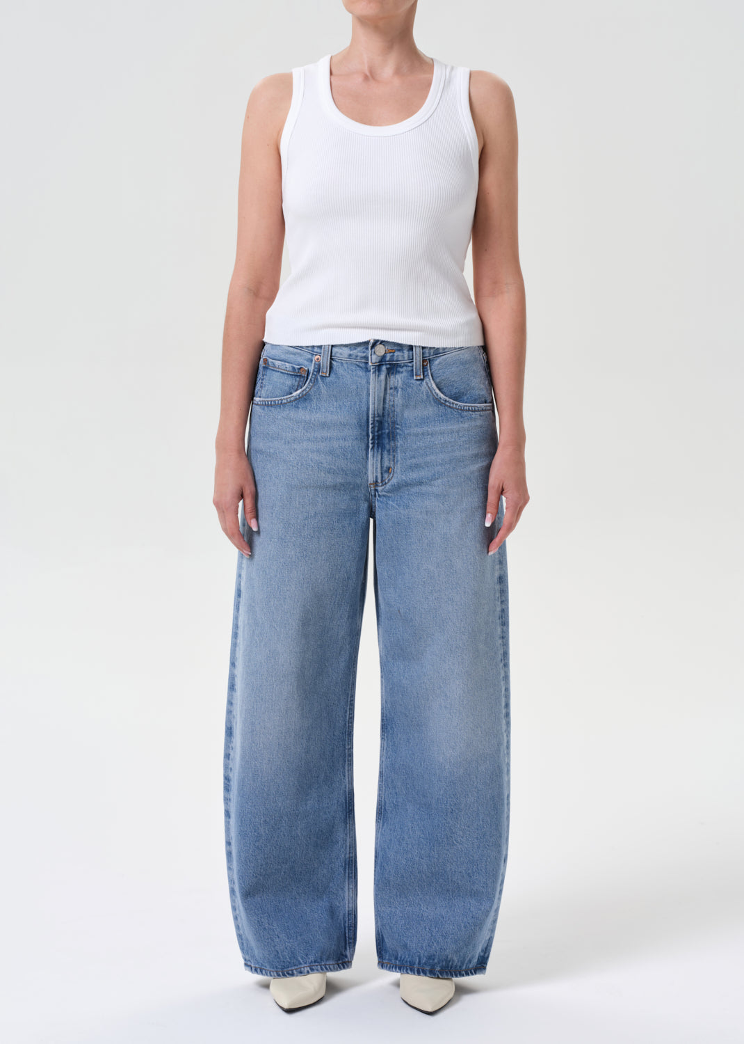 Low Curve Jean Petite in Fairway front
