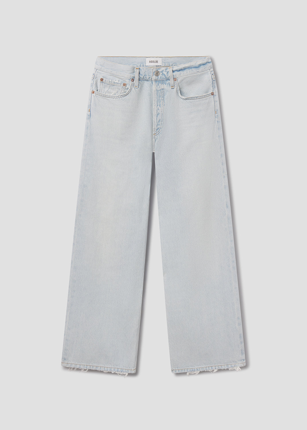 Light blue jeans on a light gray background