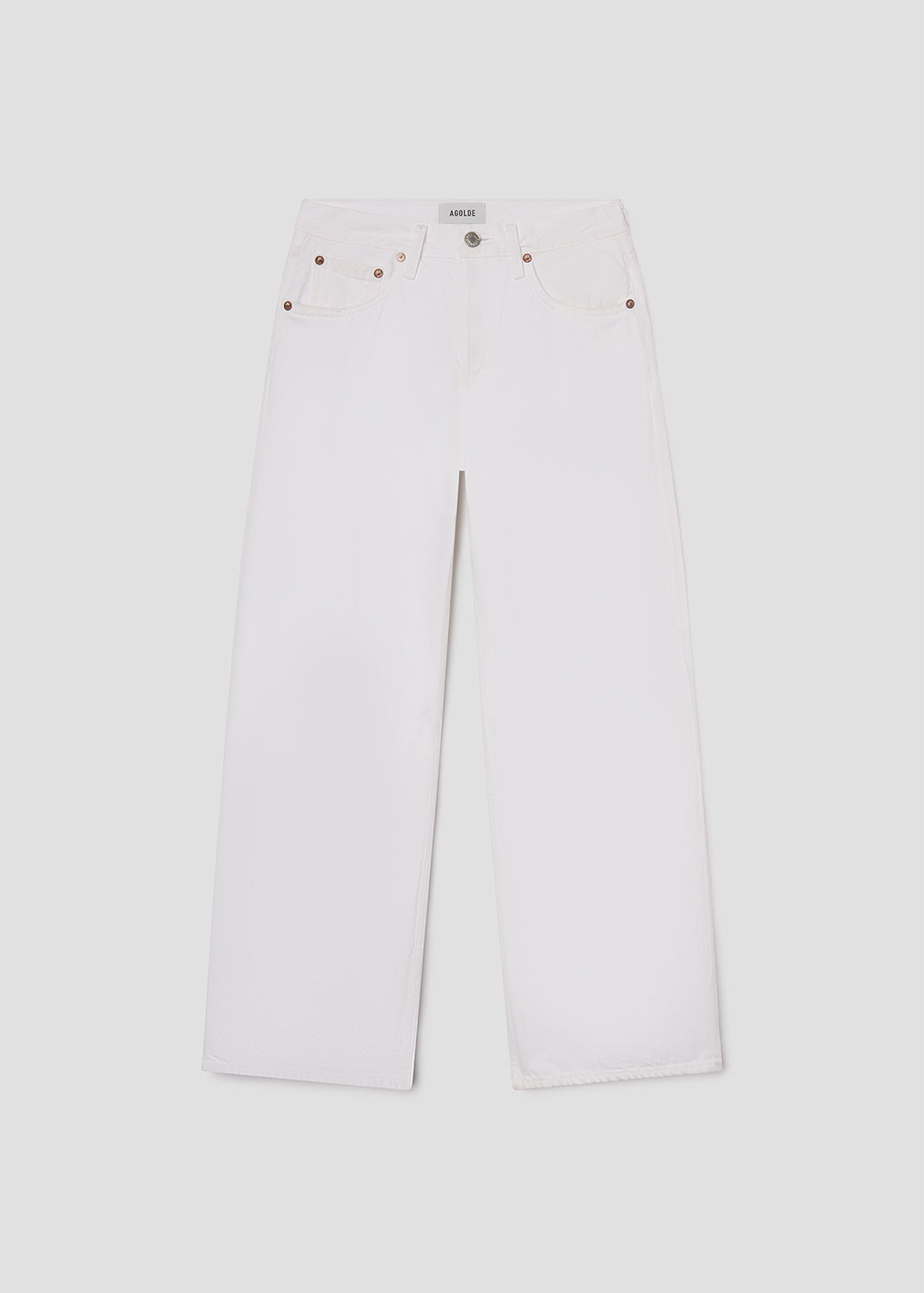White jeans on a light gray background