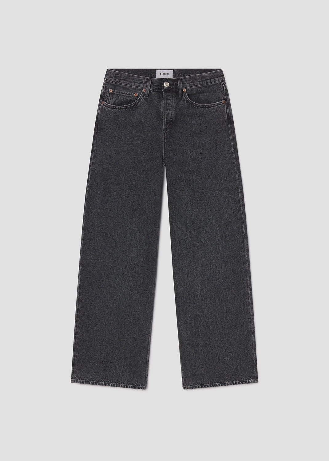Black jeans on a light gray background