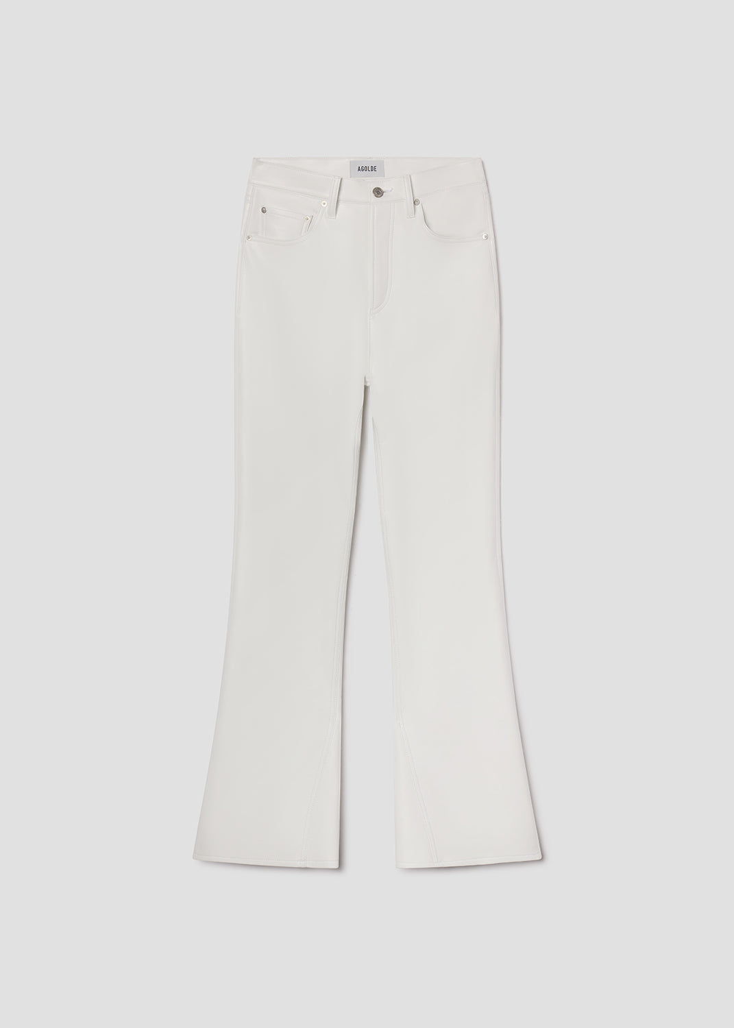 White jeans on a light gray background