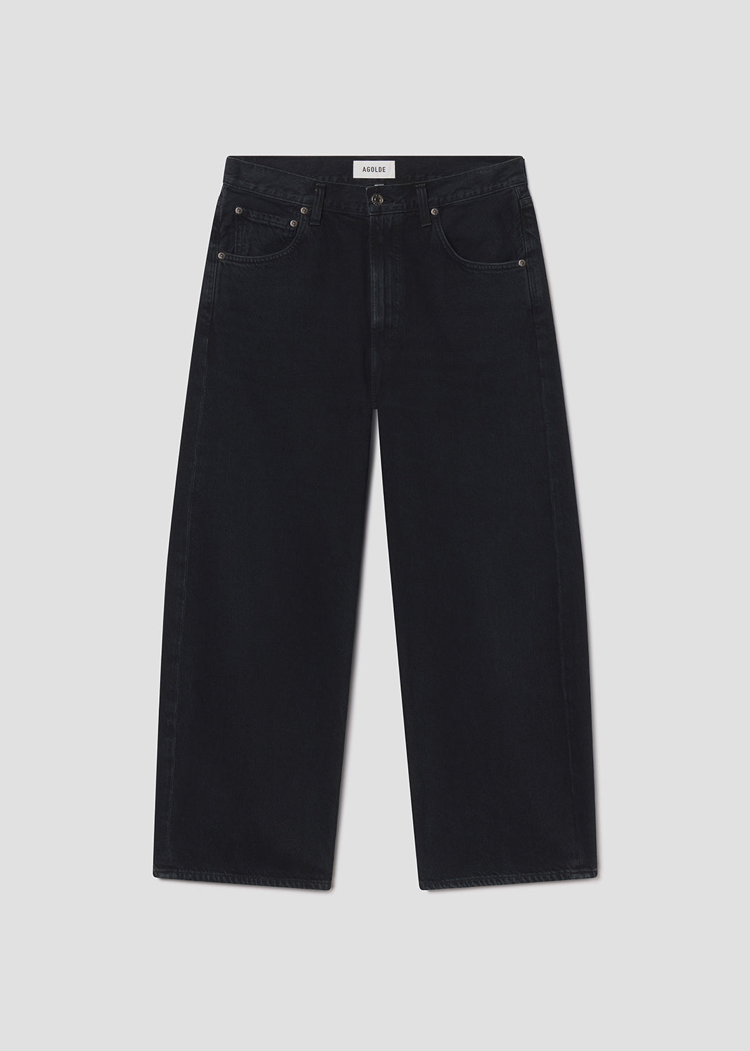 Black jeans on a light gray background