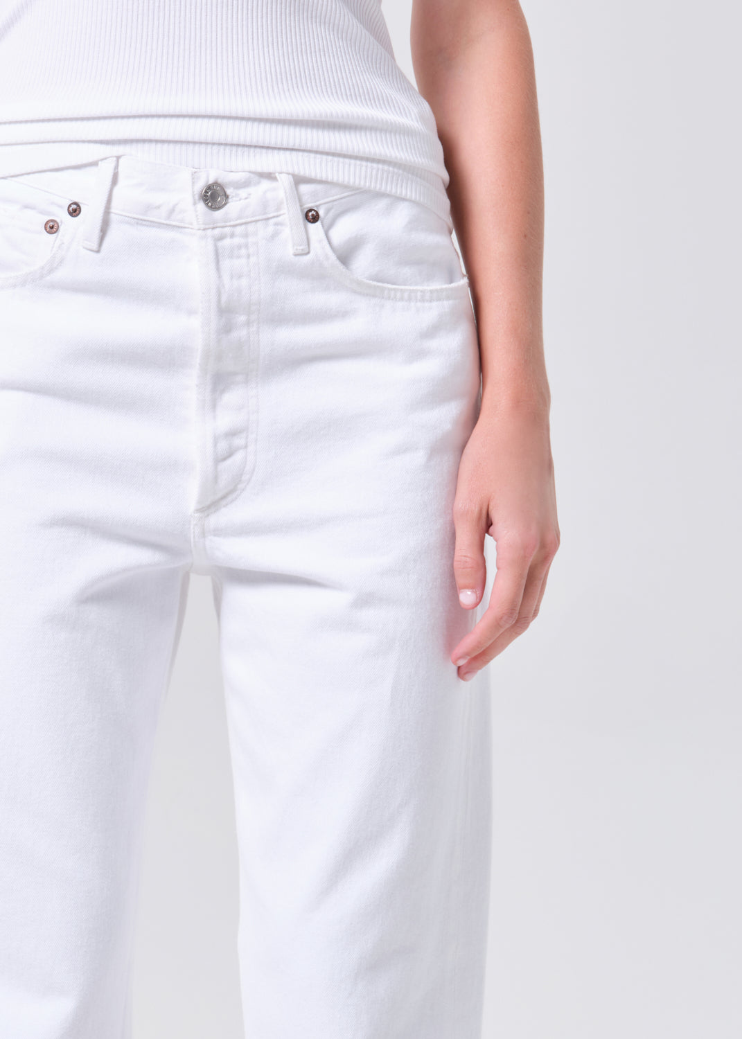 White jeans with a plain background
